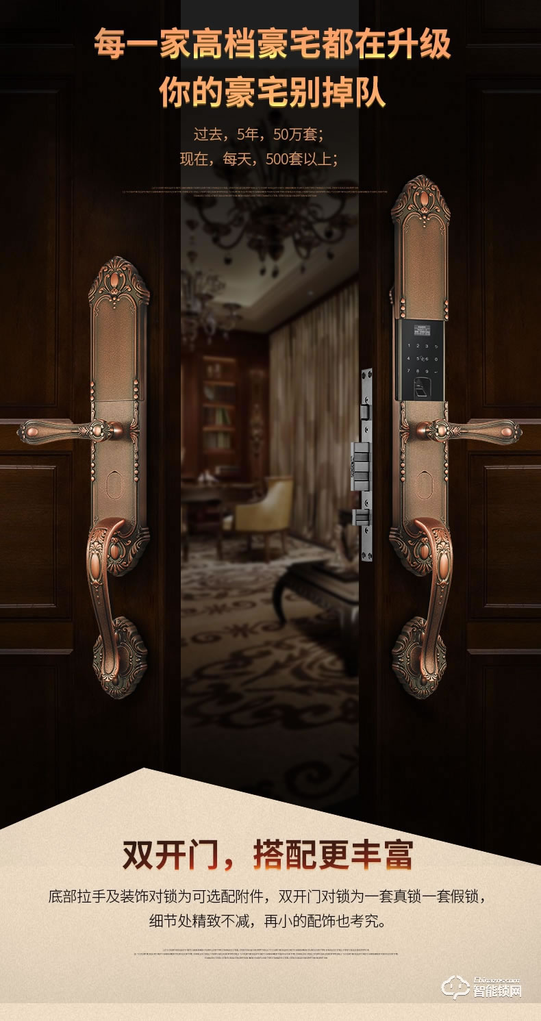 亞太天能智能鎖 F3歐式別墅防盜門智能鎖