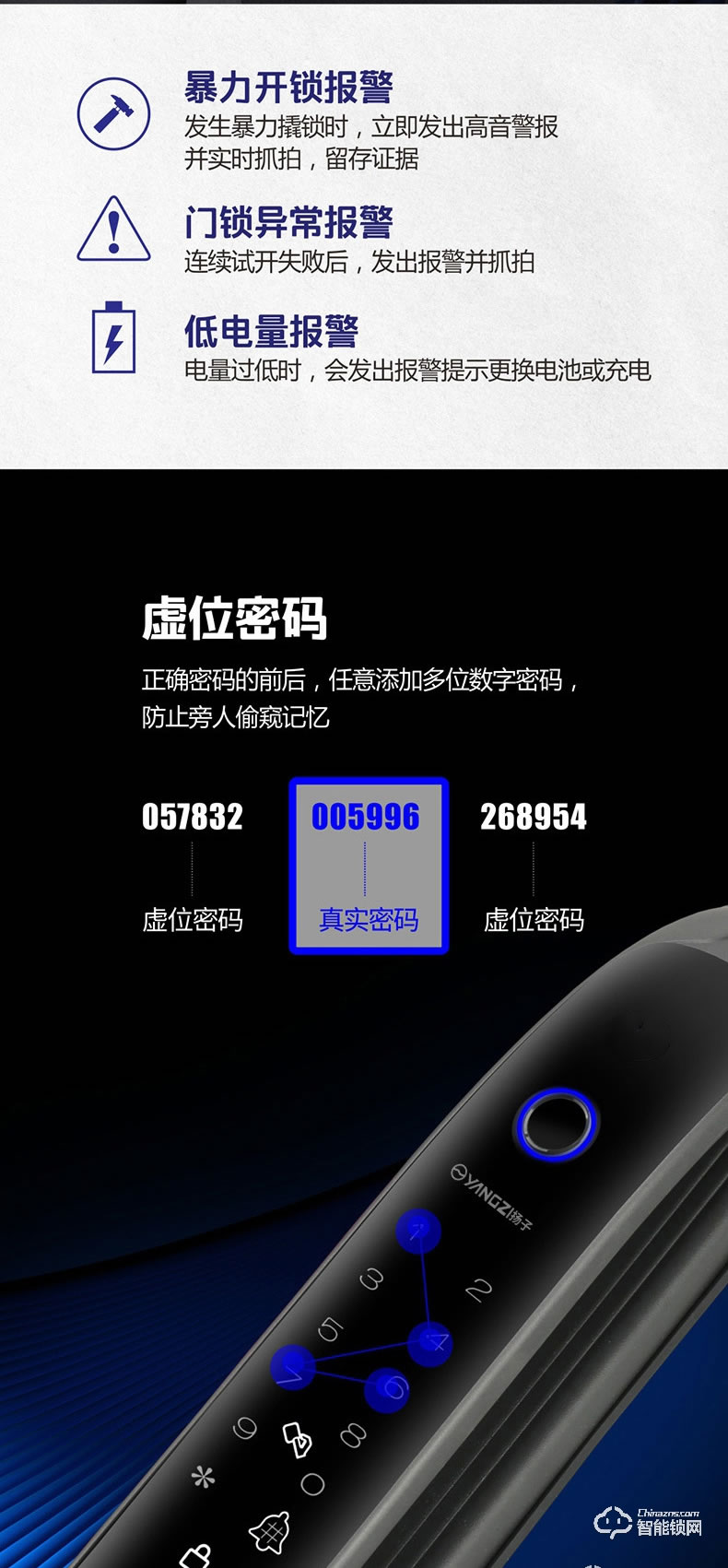 揚子智能鎖 QT2家用防盜門防貓眼密碼鎖