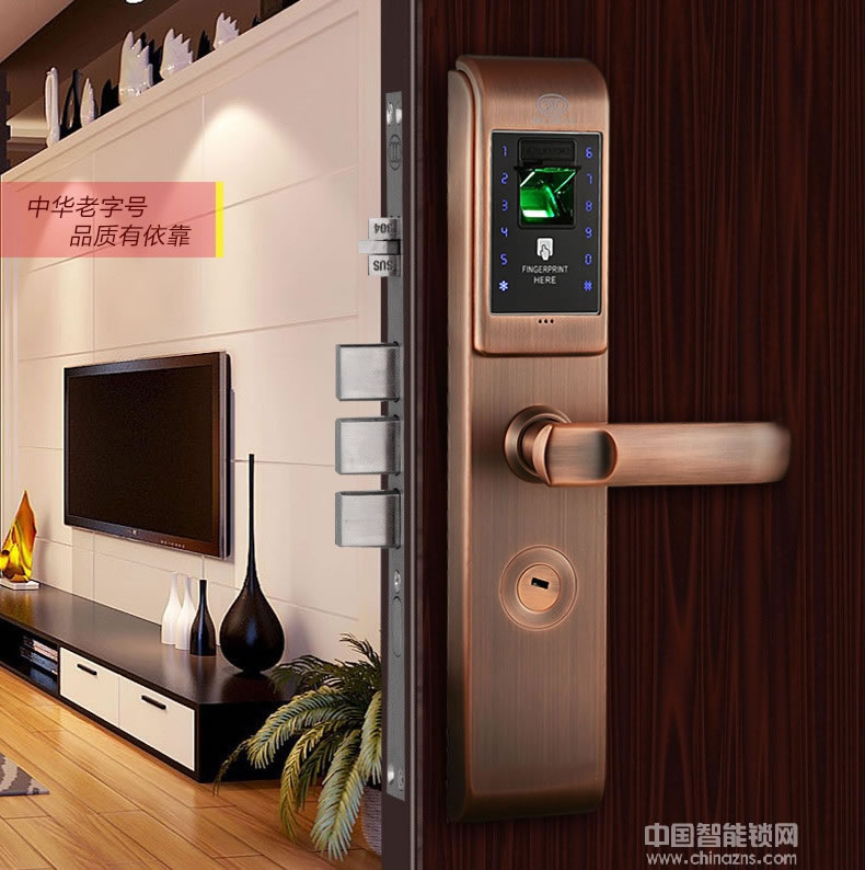 三環(huán)指紋鎖 全304不銹鋼智能鎖 防盜門入戶門密碼鎖