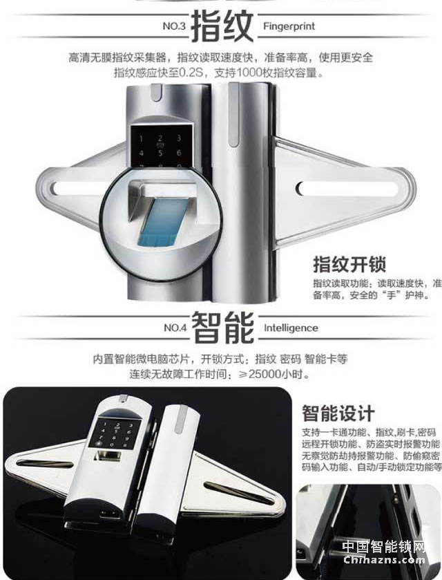 百思易智能玻璃門鎖D2120F 智能聯動/雙重認證