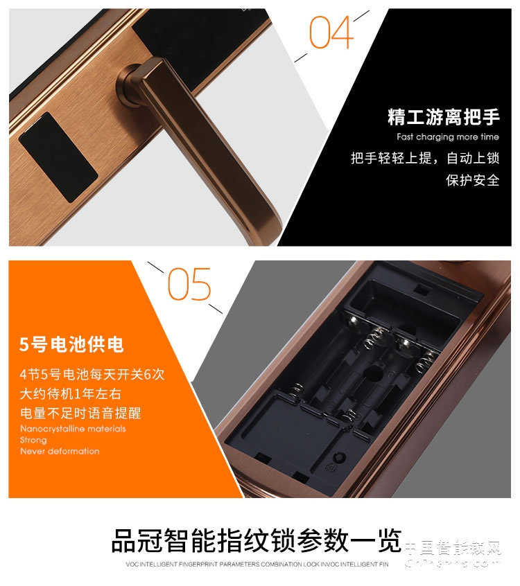 榮事達品冠指紋鎖小智7 防盜門大門通用型智能鎖