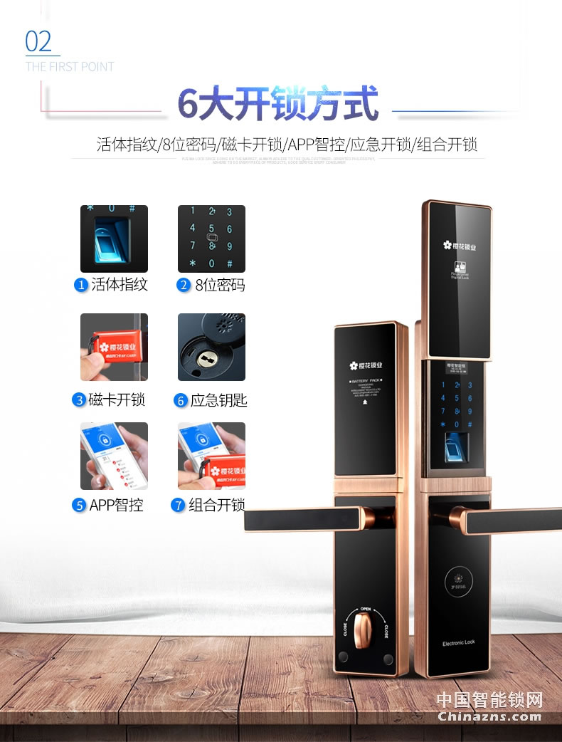 櫻花滑蓋指紋鎖 密碼智能感應卡手機APP電子防盜大門鎖