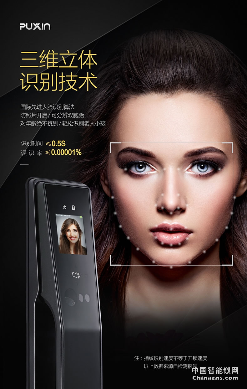 普鑫人臉識(shí)別鎖 智能鎖密碼鎖 刷卡磁卡鎖