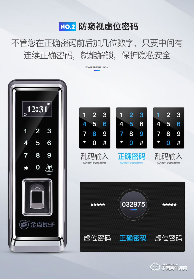 金點原子指紋鎖 玻璃門指紋鎖辦公室智能鎖