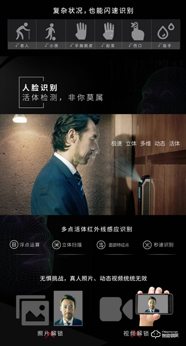 君工智能鎖 指靜脈人臉識(shí)別電子鎖