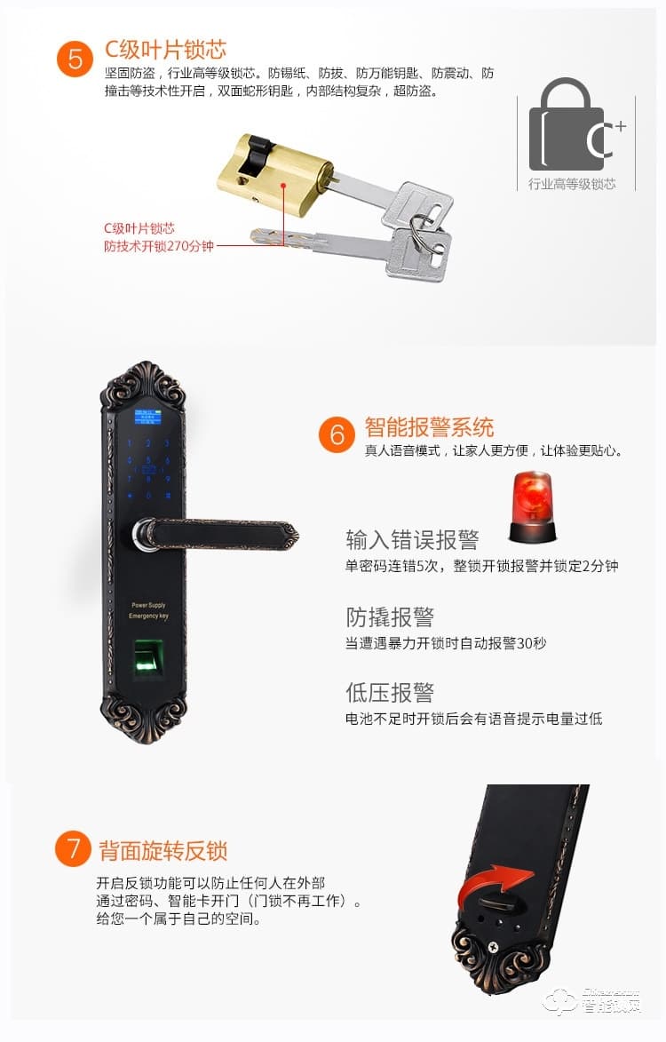 美鼎智智能鎖 家用防盜門鎖大門鎖電子刷卡鎖