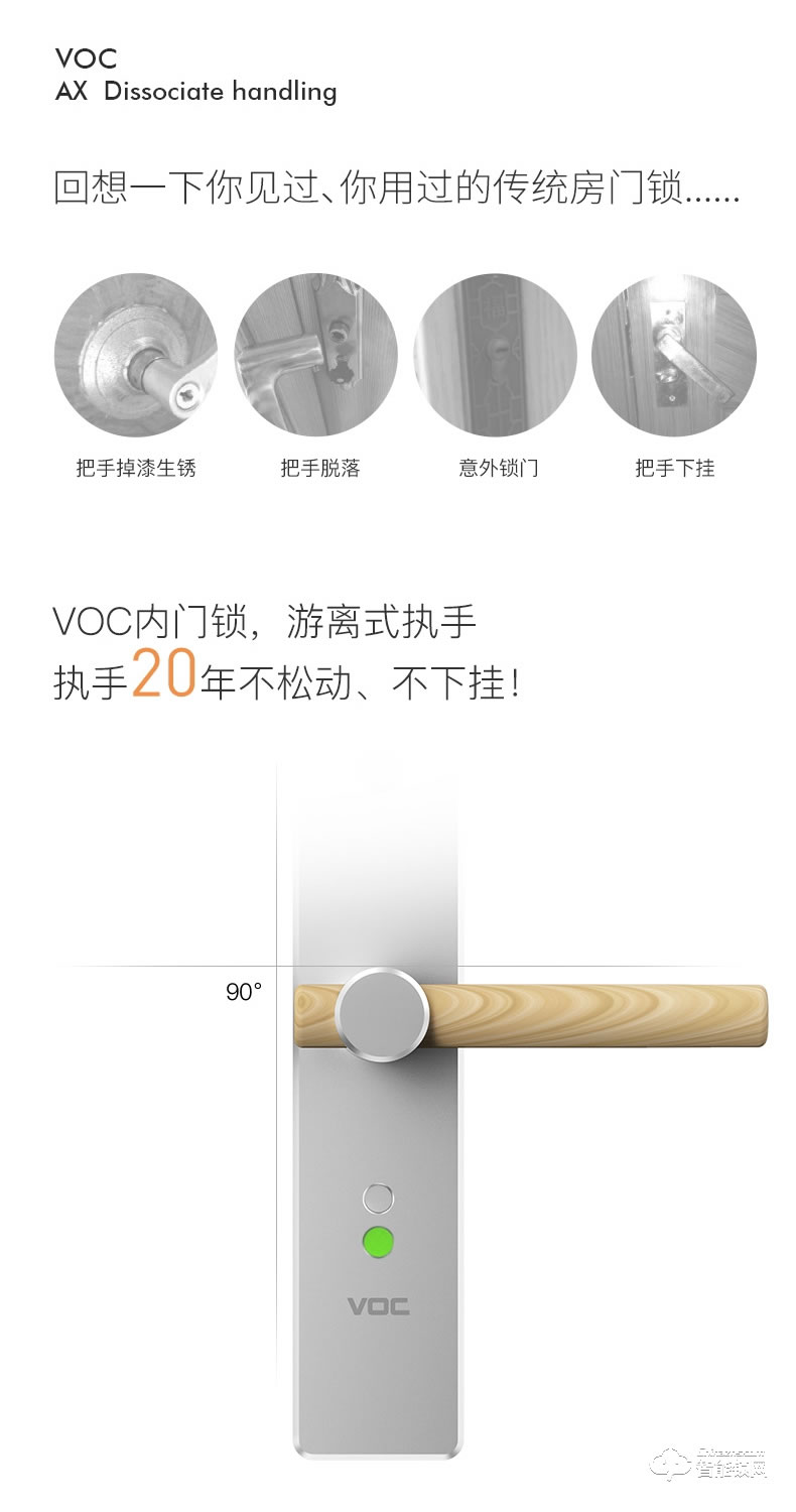 VOC智能鎖 AX室內臥室房門鎖現代簡約靜音門鎖