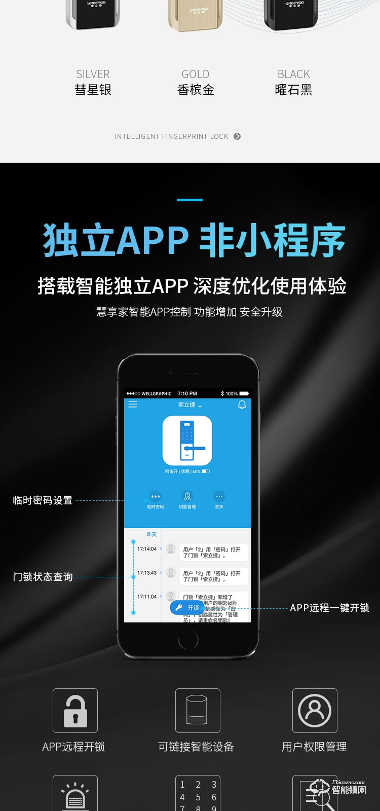 索立捷智能鎖 S-668防盜門電子遠(yuǎn)程控制指紋鎖