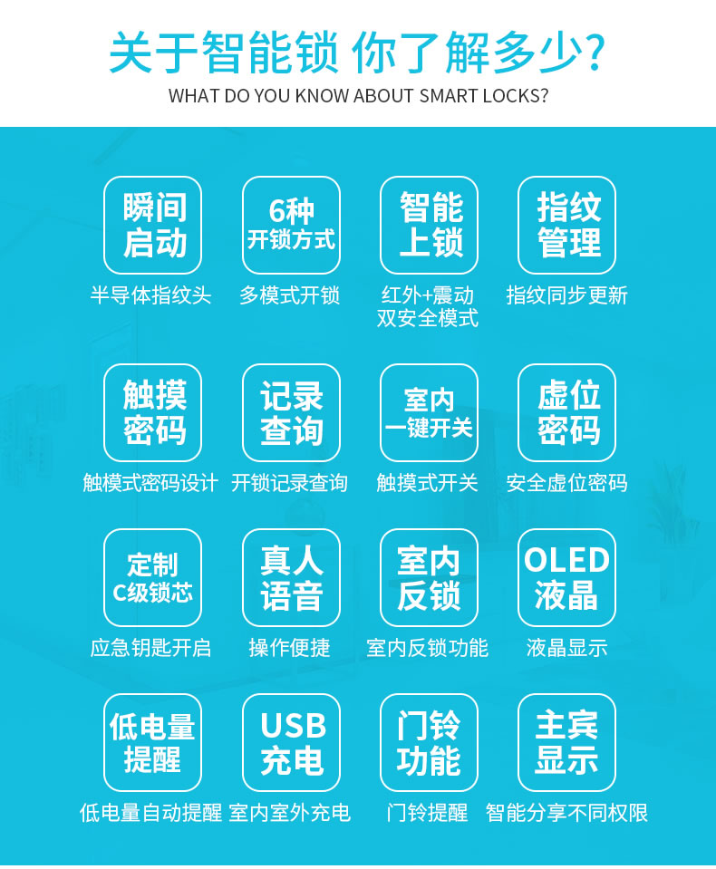 米博士智能鎖 家用防盜門指紋密碼鎖電子鎖