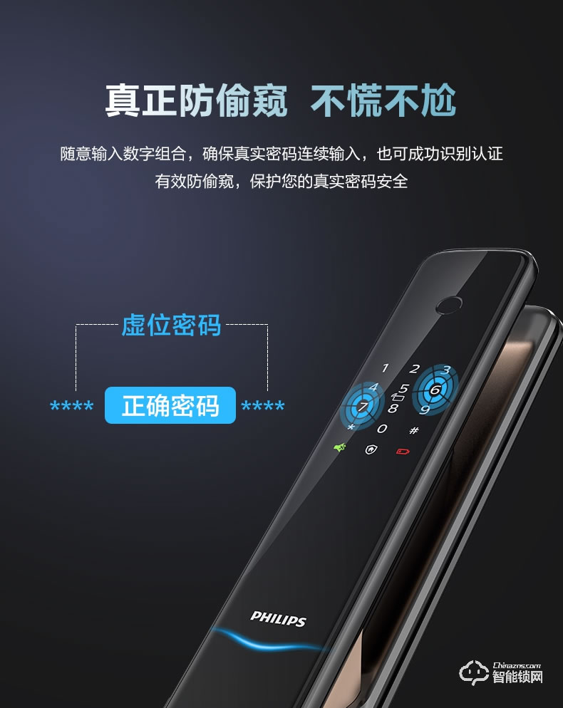 飛利浦智能鎖 9300全自動推拉式智能鎖