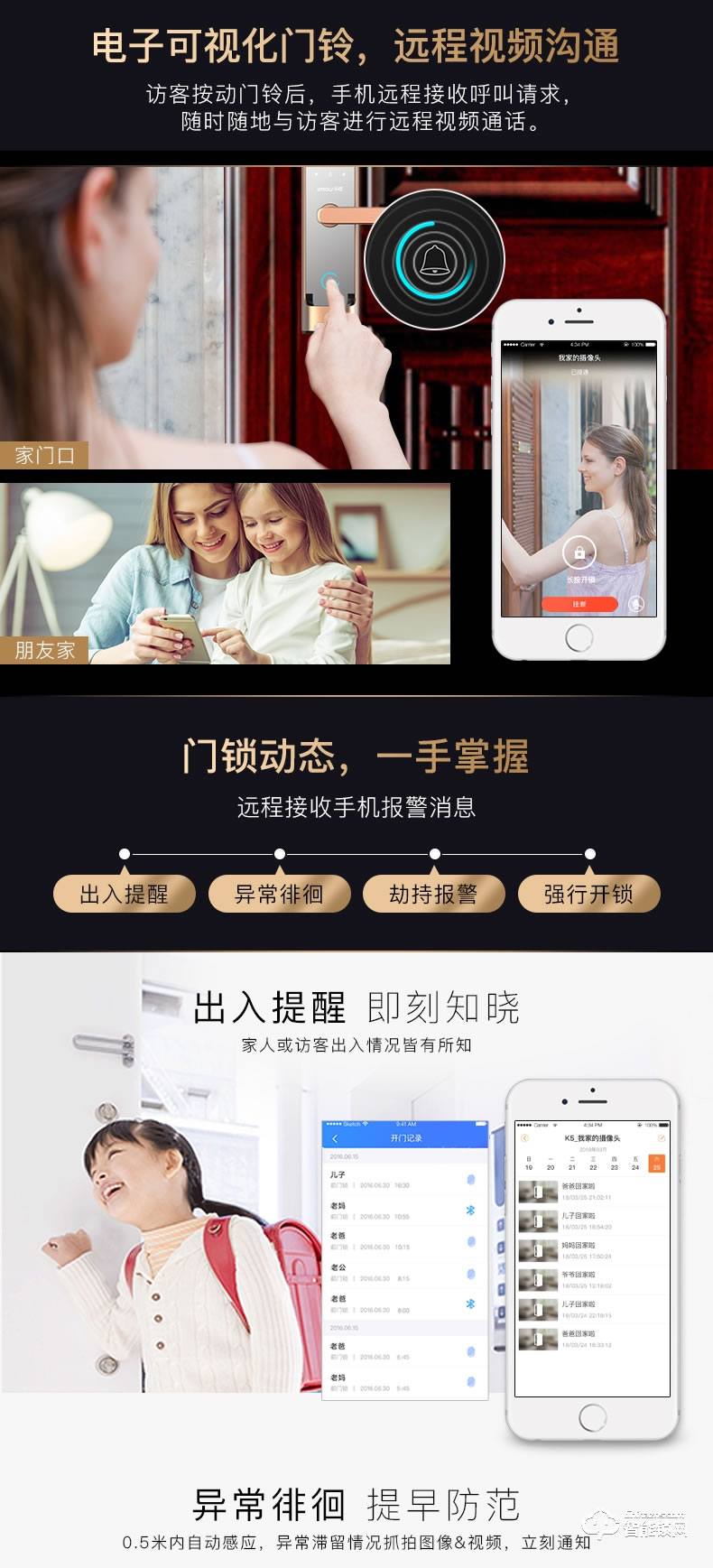 樂(lè)橙智能鎖 K5遠(yuǎn)程監(jiān)控電子密碼智能門(mén)鎖