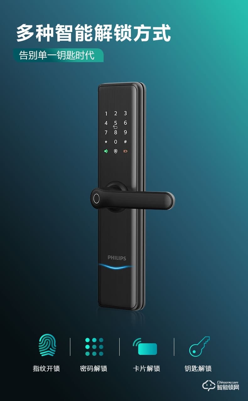 飛利浦智能鎖 7300一握即開電子門鎖密碼鎖