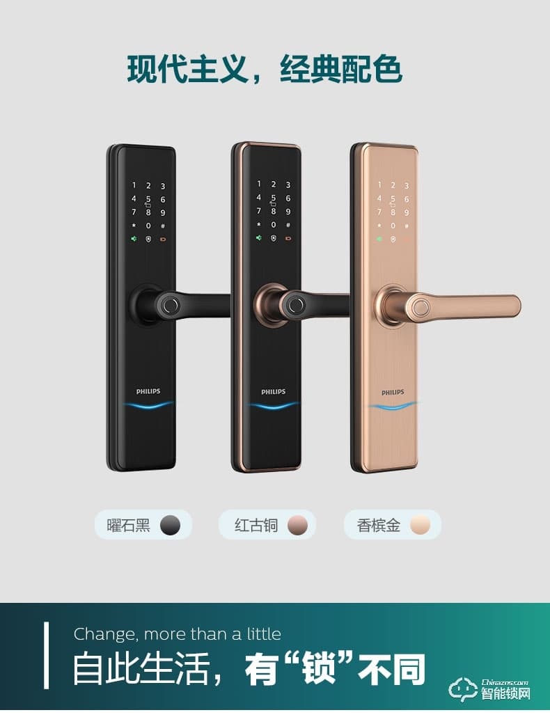 飛利浦智能鎖 7300一握即開電子門鎖密碼鎖