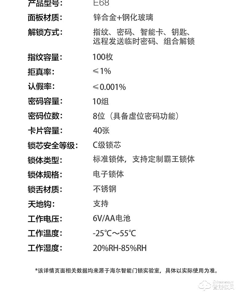 海爾智能鎖 E68家用防盜門大門電子鎖