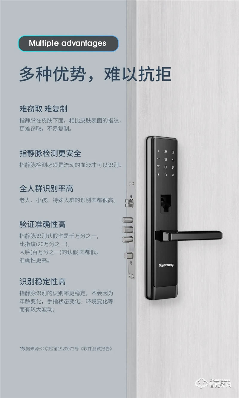 頂固智能鎖 Z1家用防盜門指靜脈智能鎖