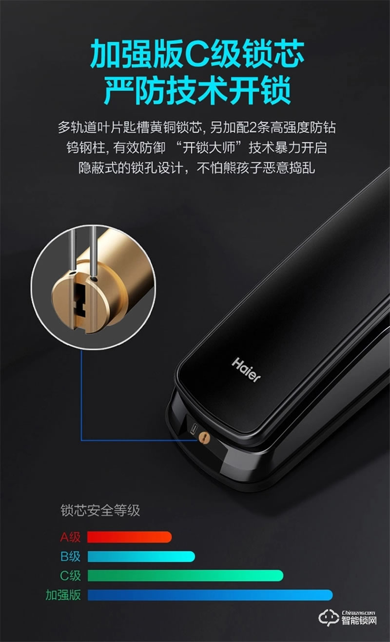海爾智能鎖S30 3D人臉解鎖智享Al生活