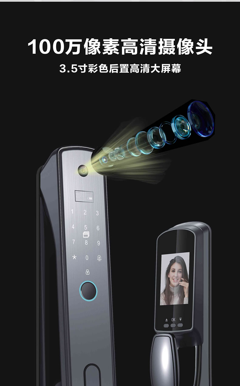 海爾智能鎖29V可視貓眼指紋鎖家用防盜門密碼鎖V29