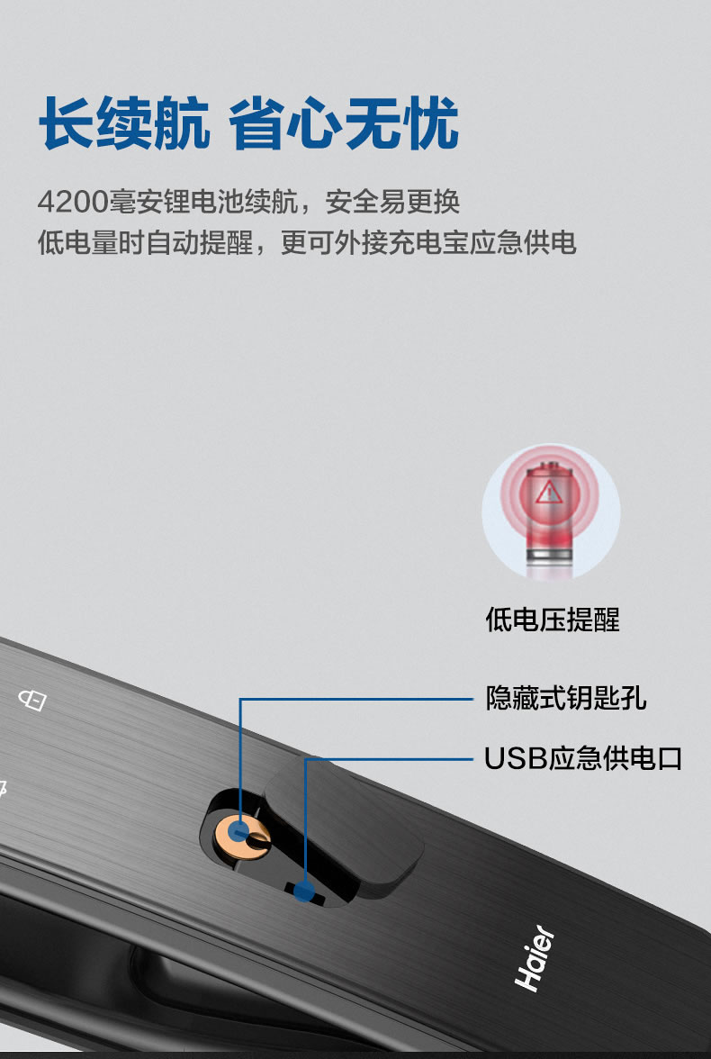 海爾智能鎖28V可視貓眼指紋鎖家用防盜門密碼鎖V28