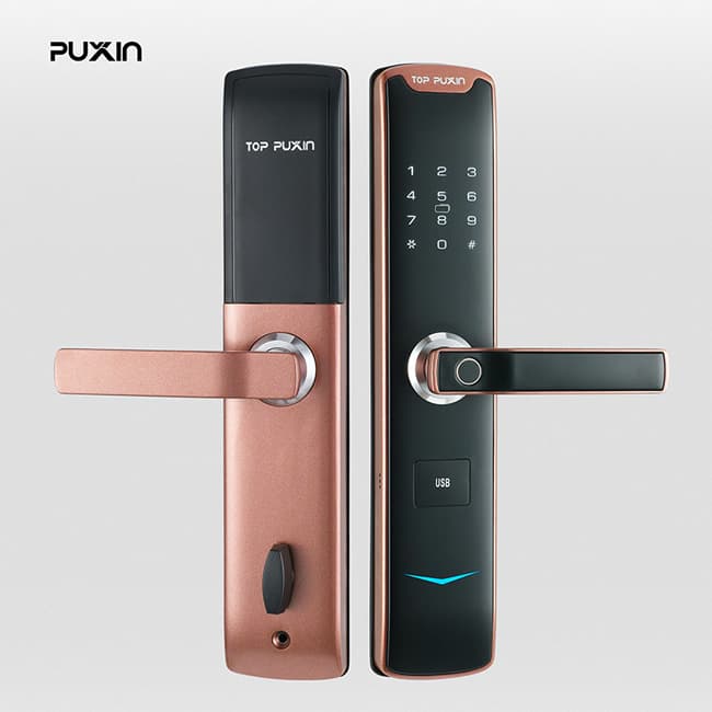 普鑫智能指紋密碼鎖 家用防盜門鎖 大門磁卡感應(yīng)電子鎖