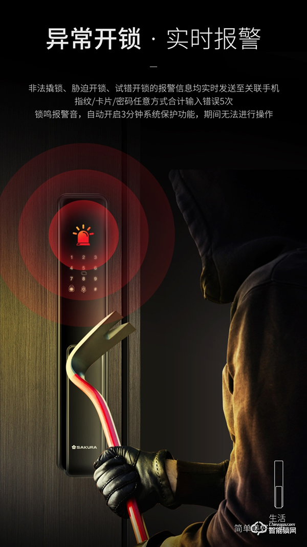 【隱藏式指紋·一觸推拉】櫻花F11全自動(dòng)推拉智能鎖 新品上市