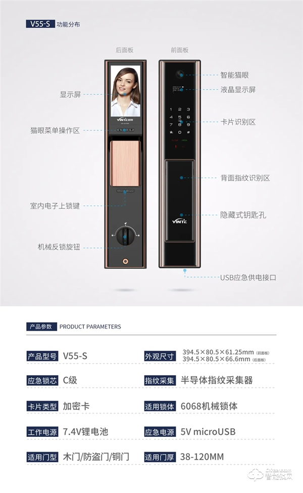 全新升級 | 因特V55-S全自動智能貓眼鎖