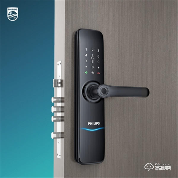 飛利浦智能鎖7100DS：采用IML拉絲工藝，指紋傳感器融于把手處