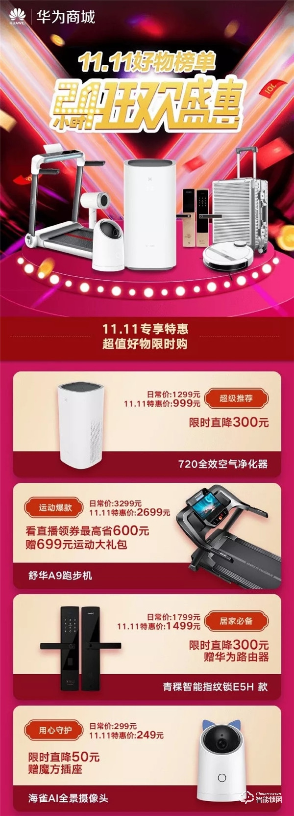 青稞智能鎖狂歡盛惠！華為商城雙11大促完美收官！