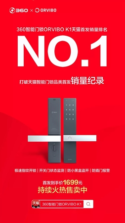 360×歐瑞博攜手推出的ORVIBO K1天貓首發銷量榮登NO.1
