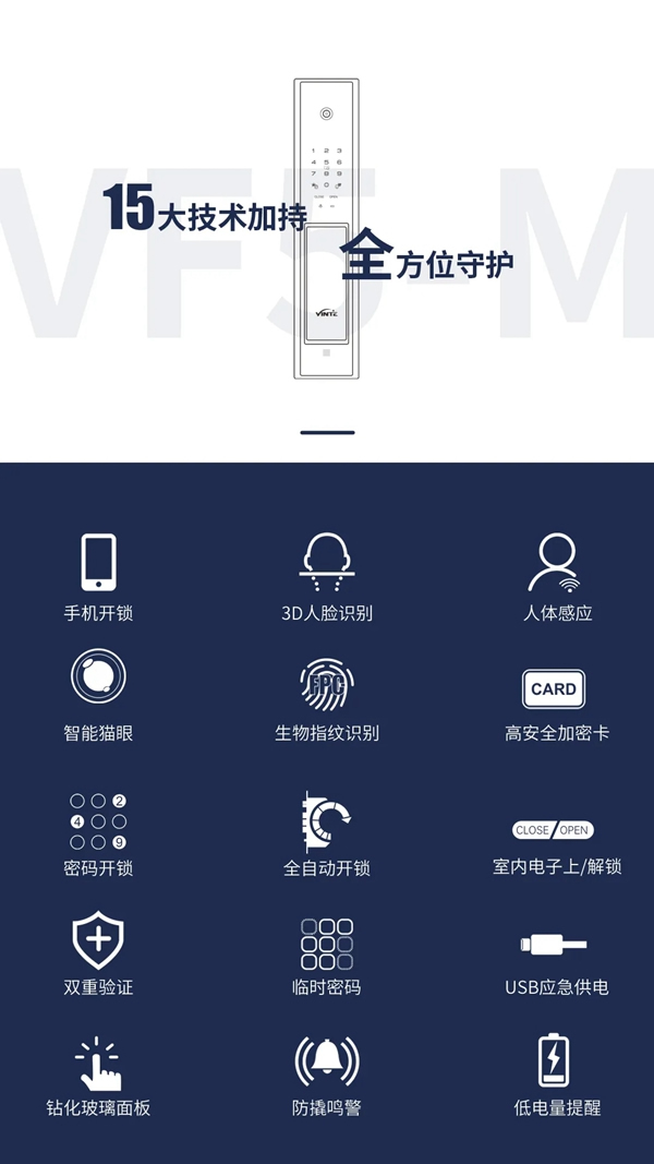 新品上市 | 因特VF5-M人臉識(shí)別全功能智能鎖