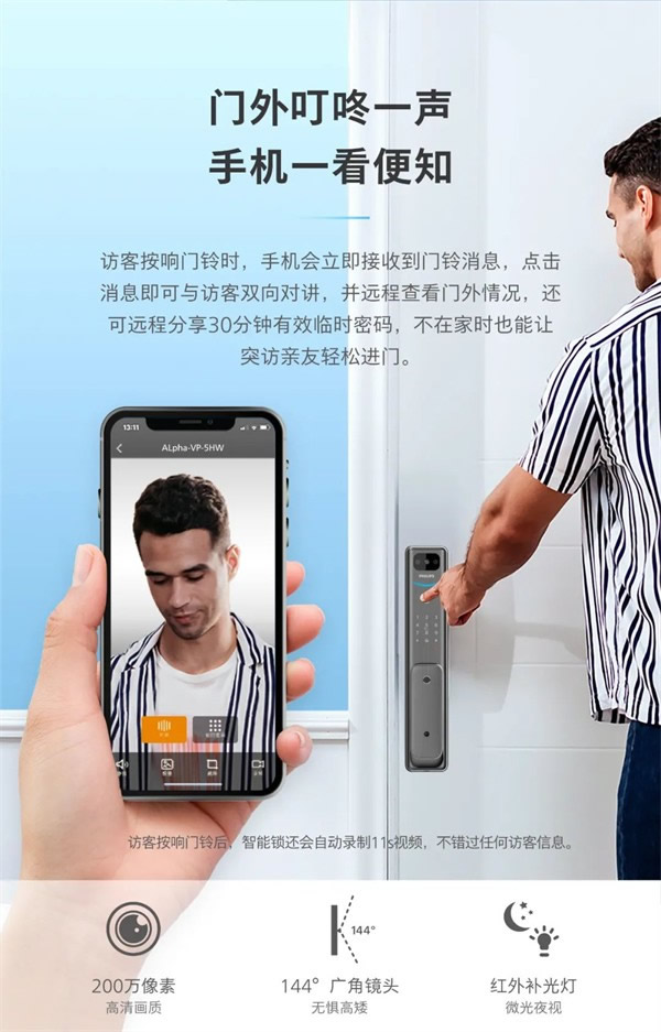 飛利浦智能鎖丨帶屏貓眼可視智能鎖Alpha-V(P)魅力登場