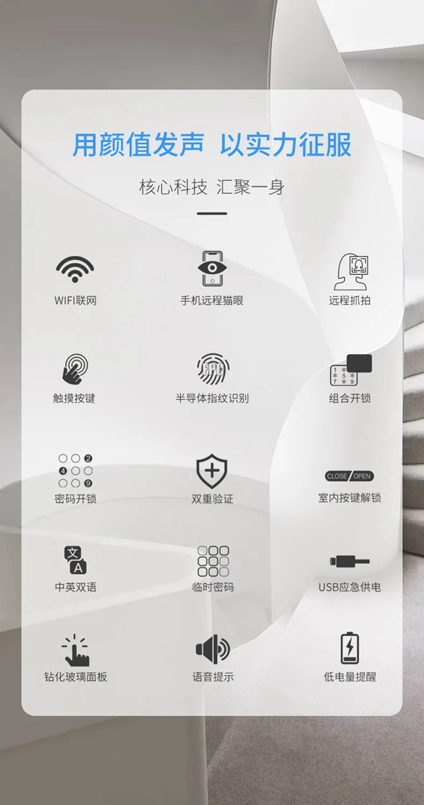 因特·V6-V | 大曲面手機貓眼對講鎖，即刻來探！