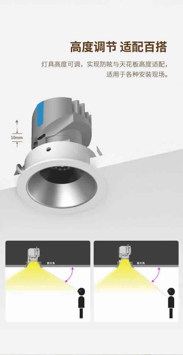 SUN | 嵌入式可調節防眩射燈，喚醒家中每個角落