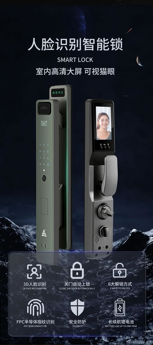 巨力3D人臉可視貓眼全自動(dòng)ZQ22Plus智能鎖 智能看家_1